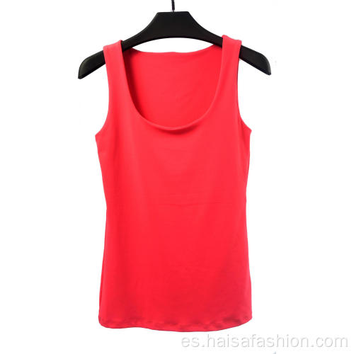 Camiseta sin mangas con cuello redondo para mujer en color sólido